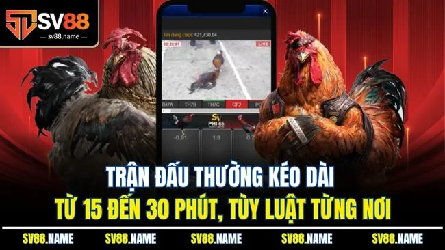 Trận đấu thường kéo dài từ 15 đến 30 phút, tùy luật từng nơi
